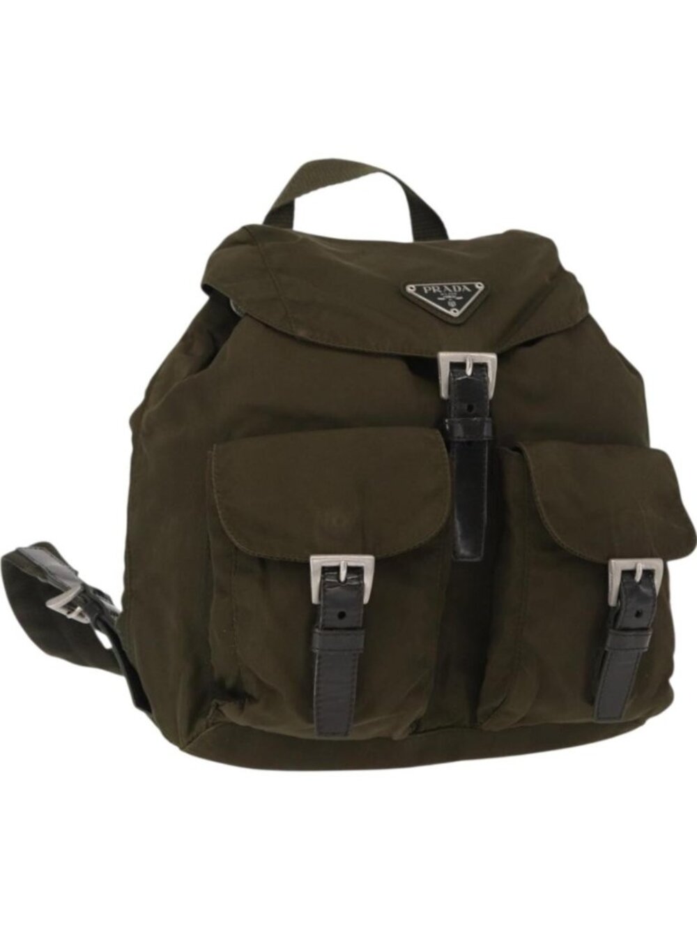 PRADA Backpack Nylon Khaki Silver